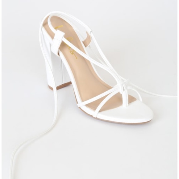 Vegan Leather Marc White Lace-Up Heels - Picture 5 of 6